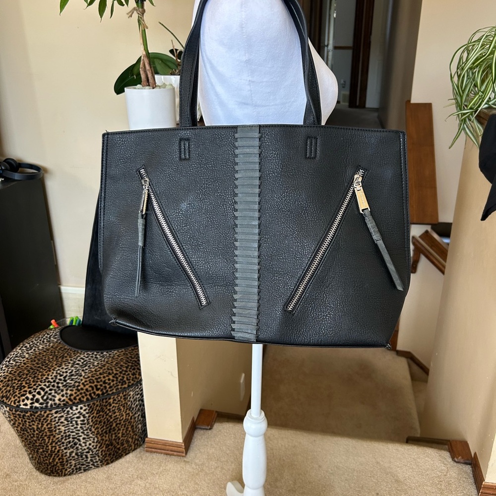 Steve Madden Black Tote with Zipper Details